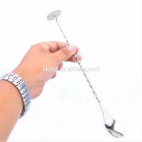 Stainless Steel Threaded Rod Cocktail Stir Spoon With Disk